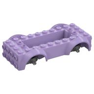 Vehicle Base 4 x 10 x 2 1/2 with Mudguards, Wheel Pins and 6 x 2 Centre Recess with 3 Holes, Light Bluish Gray Wheel Holders (Lavender)