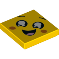 Tile 2 x 2 with Happy Face, Open Mouth Print (Yellow)