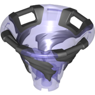 Cone Reverse with 4 Handles, Spinner, with Marbled Black Pattern (Trans-Purple)