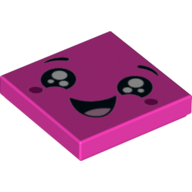 Tile 2 x 2 with Happy Face, Open Mouth, Dark Purple Cheeks Print (Dark Pink)