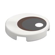 Tile Round 2 x 2 with Copper Eye, Black Pupil Print (White)