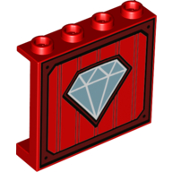 Panel 1 x 4 x 3 with Diamond in Frame Print (Red)