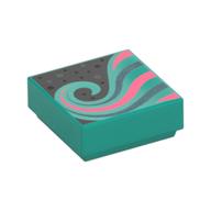 Tile 1 x 1 with Swirl, Van Gogh Painting Print (Dark Turquoise)