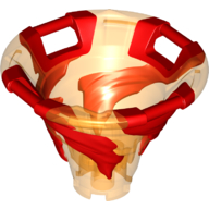 Cone Reverse with 4 Handles, Spinner, with Marbled Red Pattern (Trans-Orange)