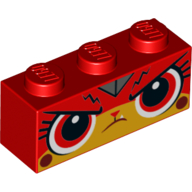 Brick 1 x 3 with Unikitty Angry, Red Eyes, Lightning Bolts Print (Red)