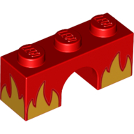 Brick Arch 1 x 3 with Yellow Flames Print (Red)