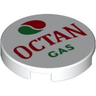 Tile Round 2 x 2 with 'OCTAN GAS' Print (White)