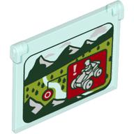 Glass for Window 1 x 4 x 3 - Opening with ATV Red Warning Square Against Mountains and Field with Trees Print (Trans-Light Blue)