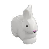 Animal, Rabbit / Bunny with Black Eyes and Mouth - Pink Nose Print (White)