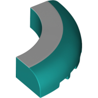 Brick Round Corner 5 x 5 x 1 Curved, Bottom Cut Outs, No Studs, 7 Bottom Tubes with White Stripe Print (Dark Turquoise)