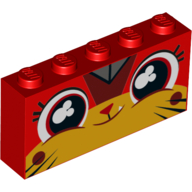 Brick 1 x 5 x 2 with Happy Unikitty, Red Eyes, Puffed Cheeks Print (Red)