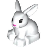 Duplo Animal Rabbit with Head Raised and Pink Nose Print (White)