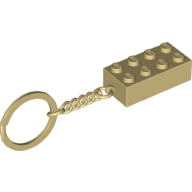 Key Chain, Chrome Chain and Ring with 2 x 4 Brick (Tan)