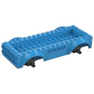 Vehicle Base 8 x 16 with Wheel Arches, Front and Side Studs, and 4 x 14 Recessed Studded Section, 3 Holes, Dark Bluish Gray Wheel Clip Pins (Dark Azure)