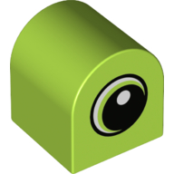 Duplo Brick 2 x 2 x 2 Curved Top with Large Eye with White Pupil Print (Lime)