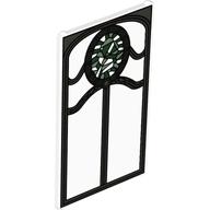 Glass for Window 1 x 4 x 6 with Ornate Silver Frame and Dark Green and Sand Green Oval Stained Glass Print (Trans-Clear)