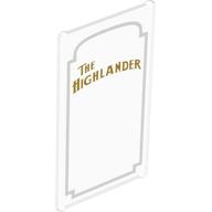 Glass for Window 1 x 4 x 6 with 'THE HIGHLANDER' and White Decorative Border Print (Trans-Clear)