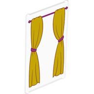 Glass for Window 1 x 4 x 6 with Pink Curtain Rod and Yellow Curtains with Pink Ties Print (Trans-Clear)