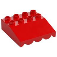 Duplo Roofpiece Slope 33 4 x 4 with Awning Overhang with 5 Bottom Tubes (Red)