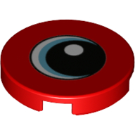 Tile Round 2 x 2 with Blue Eye, Black Pupil Print (Red)