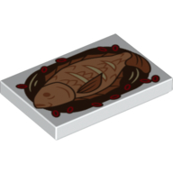 Tile 2 x 3 with Fish on Plate Print (White)