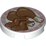 Tile Round 2 x 2 with Chicken Legs Print (White)