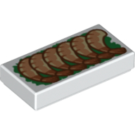 Tile 1 x 2 with Shrimp Print (White)