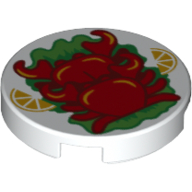 Tile Round 2 x 2 with Crabs Print (White)