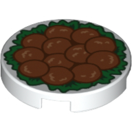 Tile Round 2 x 2 with Chinese (Meat) Balls Print (White)