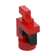 Animal Body Part, Bird, Chicken/Parrot Head Pixelated with Black Eyes and Beak Pattern (Red)