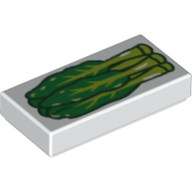 Tile 1 x 2 with Green Vegetables Print (White)