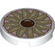 Tile Round 2 x 2 with Dumplings (Jiaozi) Print (White)