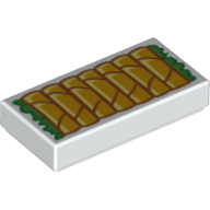 Tile 1 x 2 with Chinese Rolls Print (White)