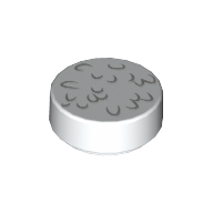 Tile Round 1 x 1 with Rice Print (White)