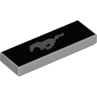 Tile 1 x 3 with Horse (Mustang) Print (Light Bluish Gray)