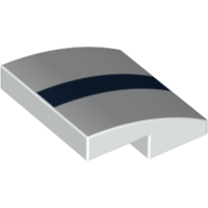 Brick Curved 2 x 2 x 2/3 with dark Blue Lines/Stripe Print (White)