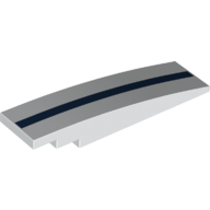 Brick Curved 8 x 2 No Studs with Dark Blue Line/Stripe Print (White)