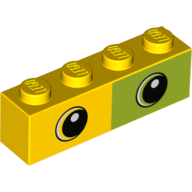 Brick 1 x 4 with Yellow Eye, Lime Eye, Lime Square Print (Yellow)