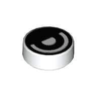 Tile Round 1 x 1 with Half Open Eye Print (White)