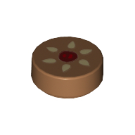 Tile Round 1 x 1 with Flower Print (Medium Nougat)