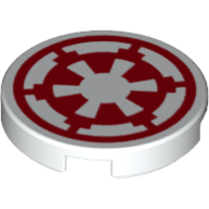 Tile Round 2 x 2 with Red Imperial Logo Print (White)