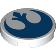Tile Round 2 x 2 with Star Wars Blue Rebels Symbol Print (White)