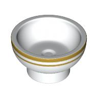 Equipment Dish / Bowl with 2 Gold Stripes Around Rim Print (White)