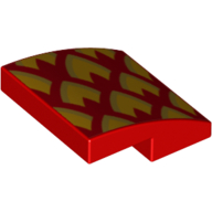 Brick Curved 2 x 2 x 2/3 with Yellow/Gold Scales (Red)