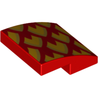 Brick Curved 2 x 2 x 2/3 with Yellow/Gold Scales (Red)
