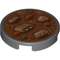 Tile Round 2 x 2 with Meal/Stew/Soup Print (Dark Bluish Gray)