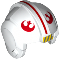 Helmet Rebel Pilot, Center Ridge with Red Line, Red Rebel Symbols Print (White)