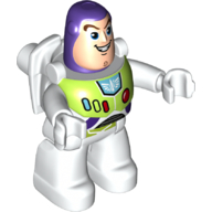Duplo Figure with White Legs and Lime Space Suit, Light Nougat Face Print (Buzz Lightyear) (White)