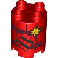 Duplo Brick Round 2 x 2 x 2 with Dynamite Print (Red)