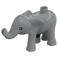 Duplo Animal Elephant Baby Walking with Semicircular Eyes Print (Light Bluish Gray)